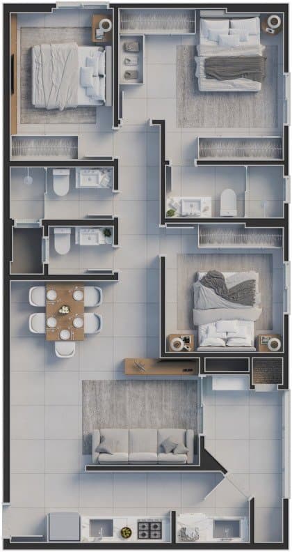 Apartamento de 2 quartos com 1 suíte e 56 m² em Itajaí