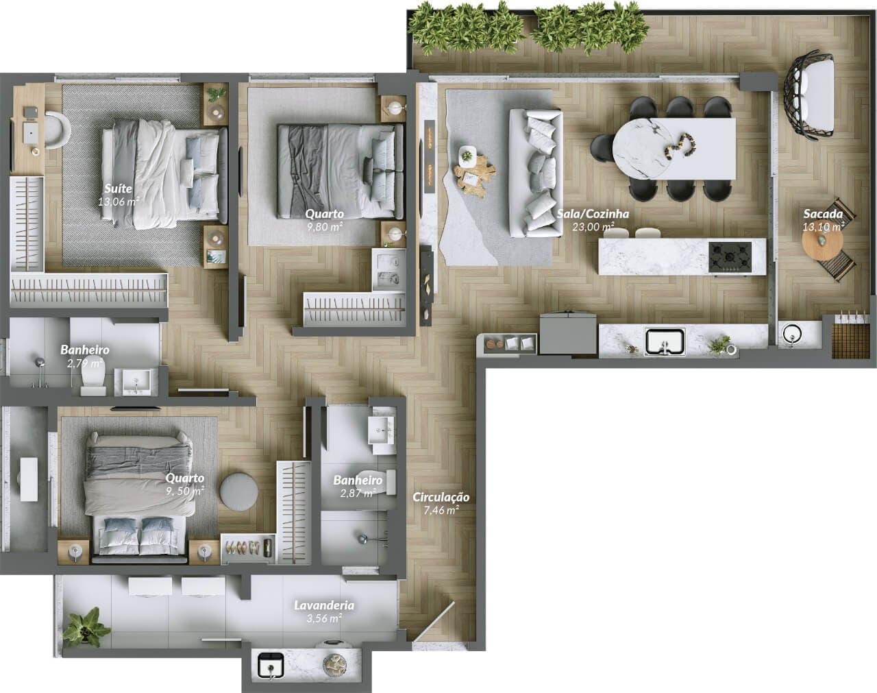 Apartamento de 3 quartos com 1 suíte e 103 m² em Itajaí