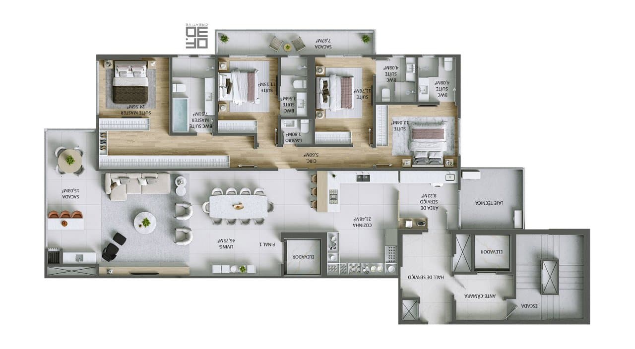 Apartamento de 4 quartos com 4 suítes e 208 m² em Itajaí