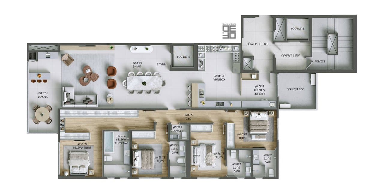 Apartamento de 4 quartos com 4 suítes e 217 m² em Itajaí