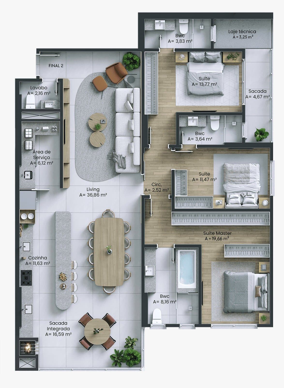 Apartamento de 3 quartos com 3 suítes e 157 m² em Itajaí