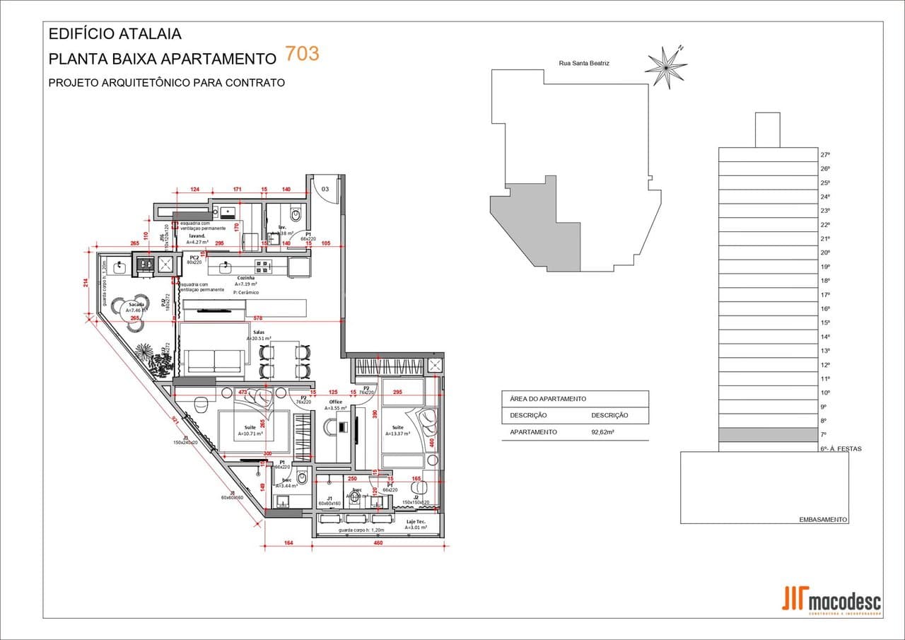 Apartamento de 2 quartos com 2 suítes e 93 m² em Itajaí