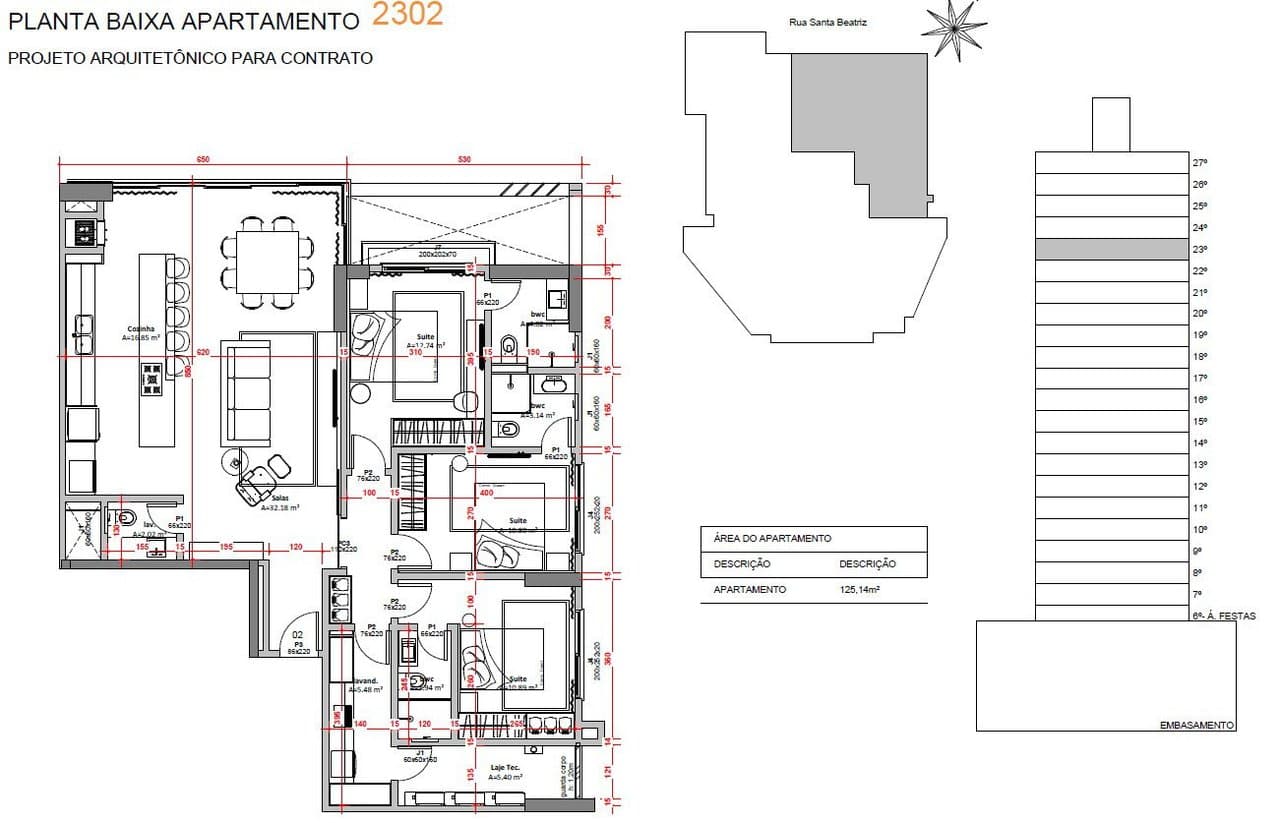 Apartamento de 3 quartos com 3 suítes e 125 m² em Itajaí