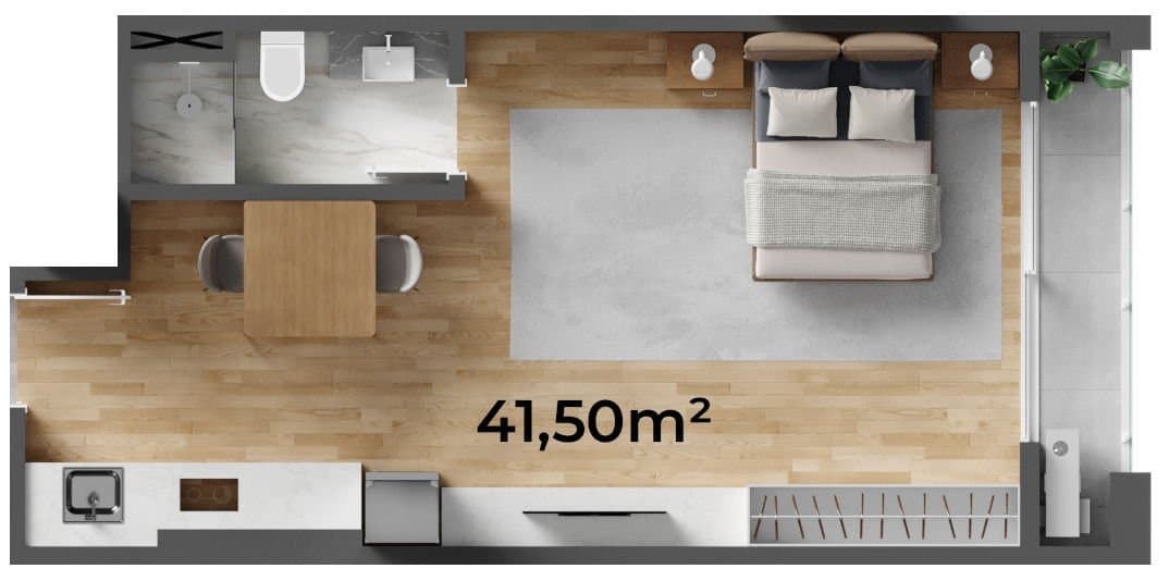 Apartamento de 1 quarto e 42 m² em Itajaí