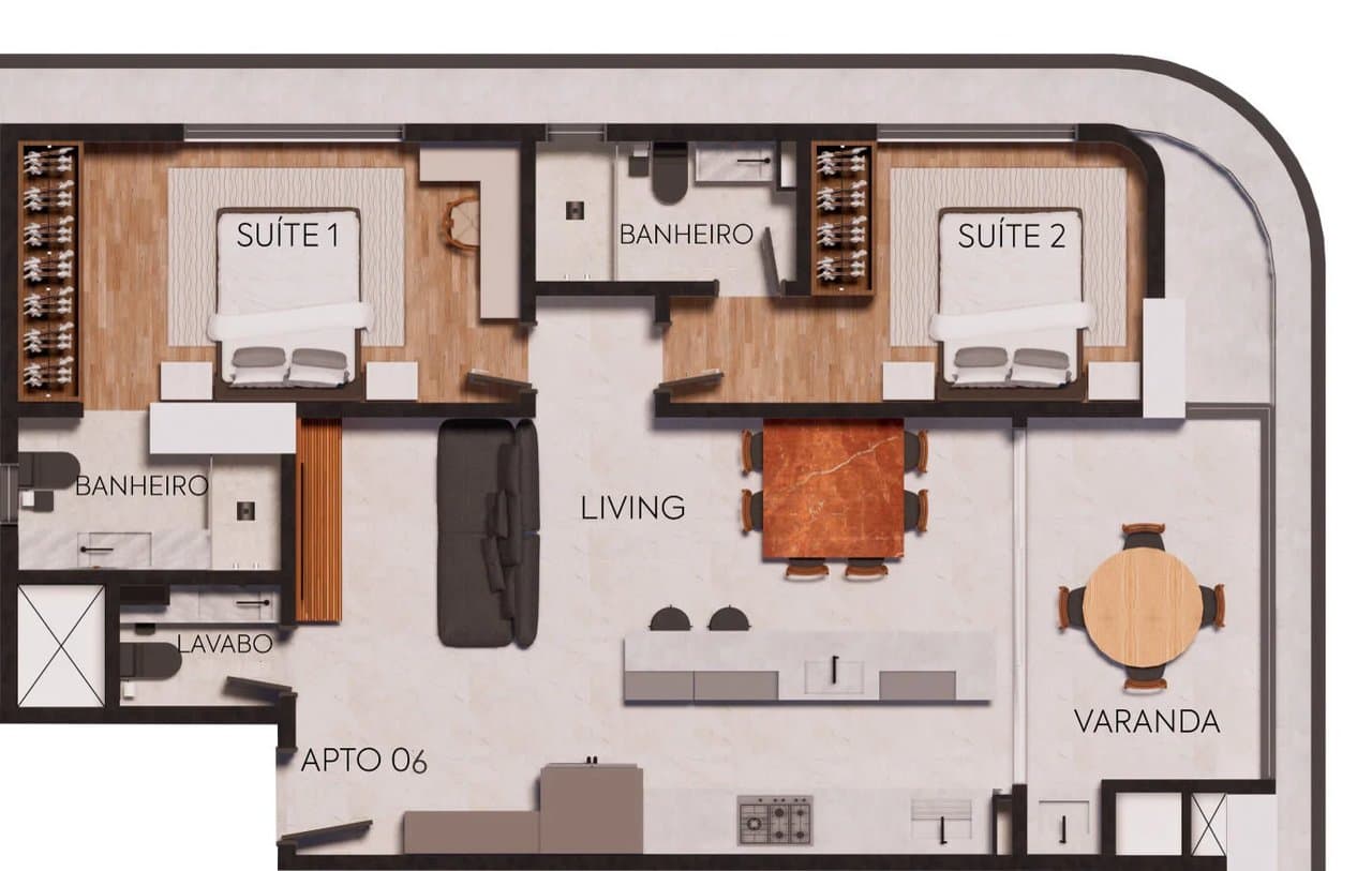 Apartamento de 2 quartos com 2 suítes e 85 m² em Itajaí