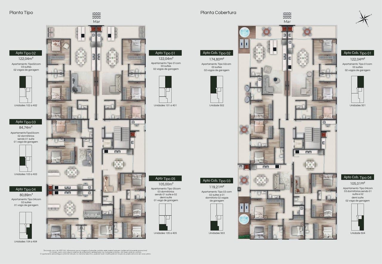 Cobertura de 3 quartos com 3 suítes e 103 m² em Bombas, Bombinhas