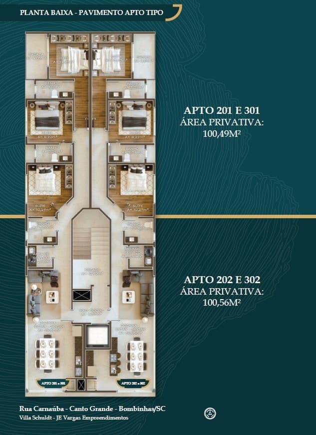 Apartamento de 3 quartos com 3 suítes e 100 m² em Bombinhas